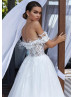Beaded Ivory Lace Tulle Feather Wedding Dress Beaded Ivory Lace Tulle Feather Wedding Dress
